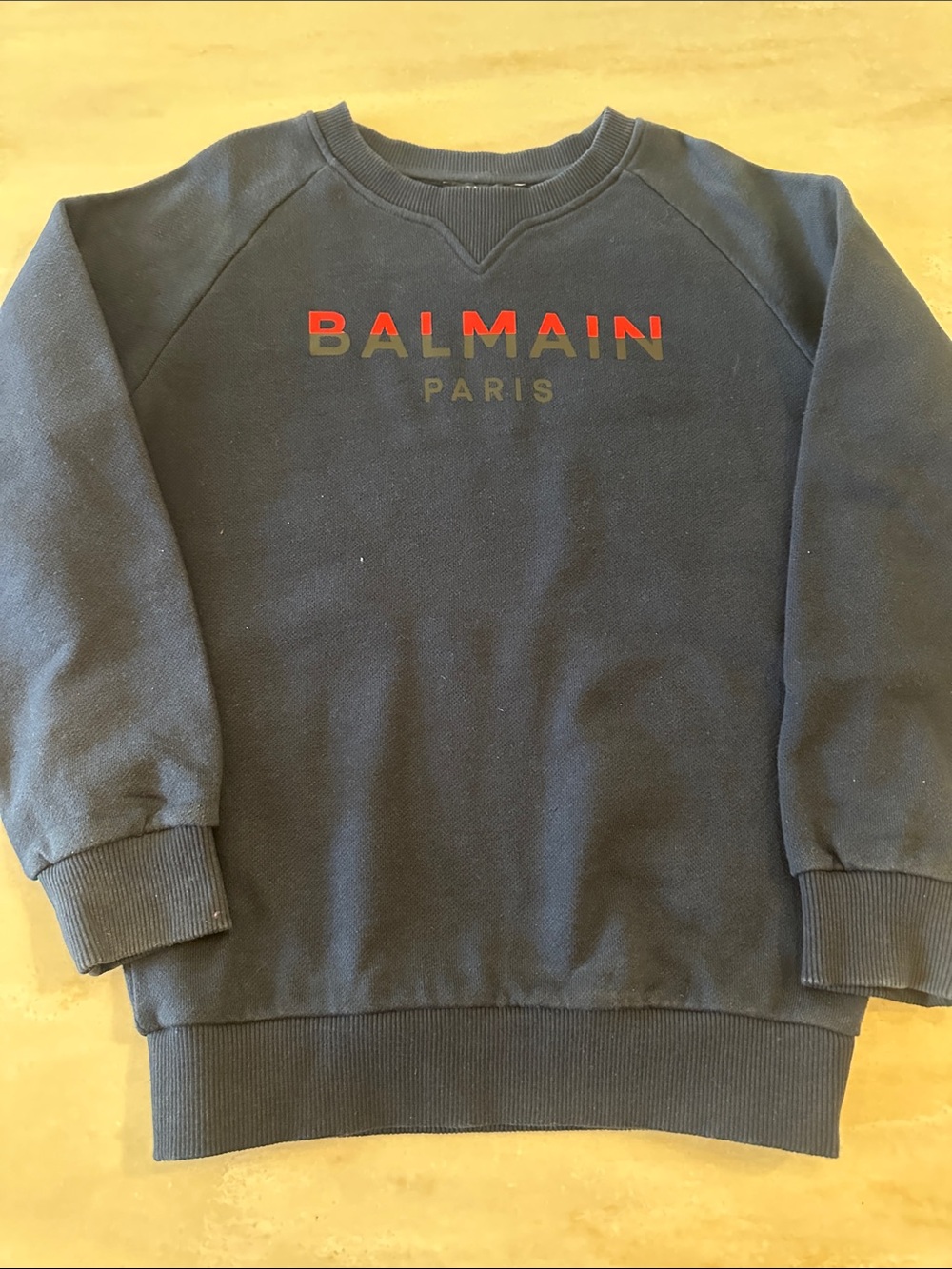 Kids Balmain Navy Crewneck Sweatshirt with Red Logo